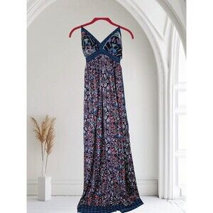 Fire LA Boho Sleeveless Maxi Dress – Size Large – Floral Print, Adjustable Strap